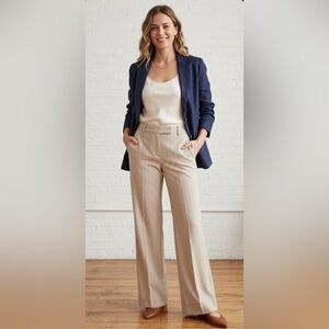 Moda International The Bridget Fit Pinstripe Wide Leg Trousers - 2 Tall